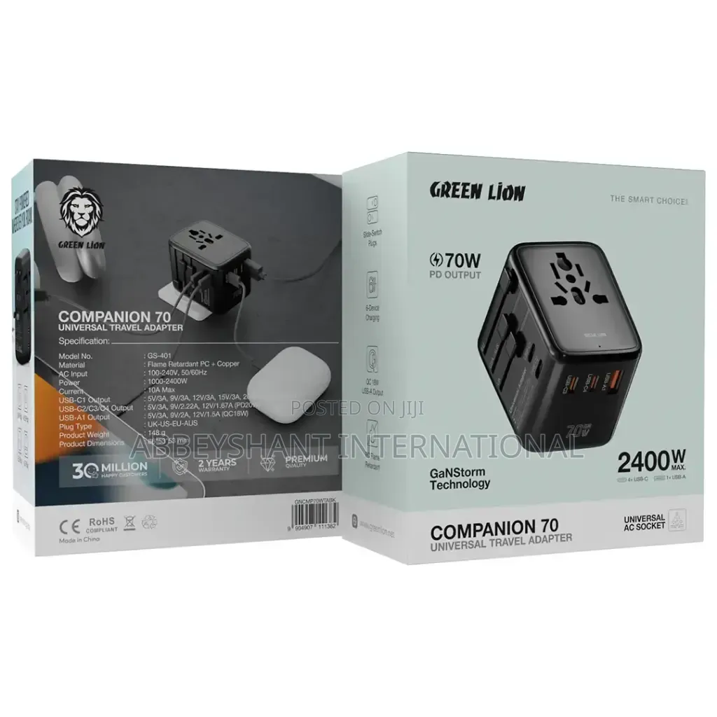 70w Pd Output Label/Green Lion Companion 70 Universal Travel Adapter