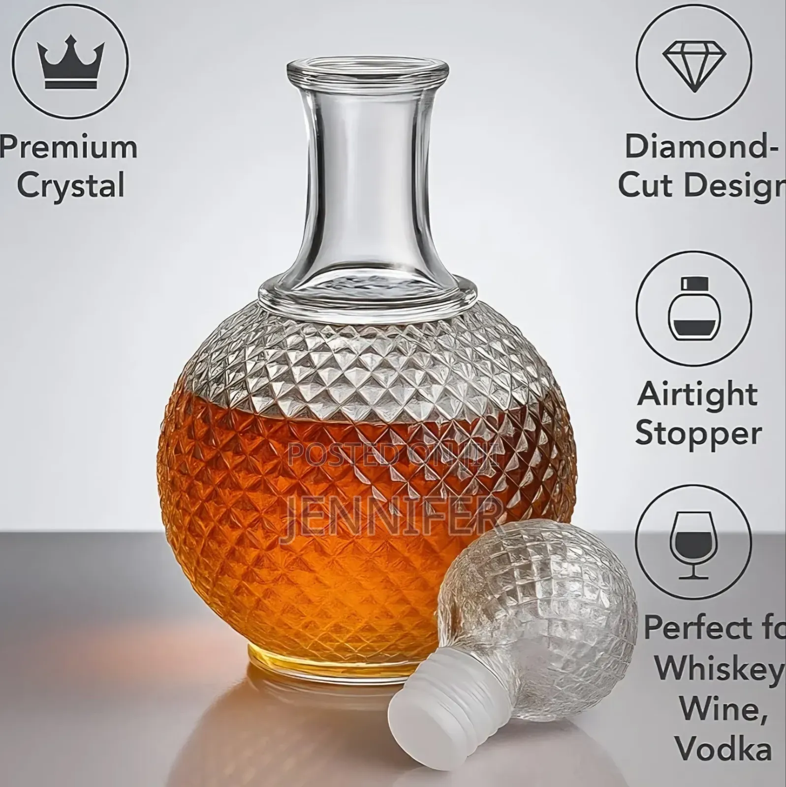 Clear Glass European Style Round Decanter With Lid
