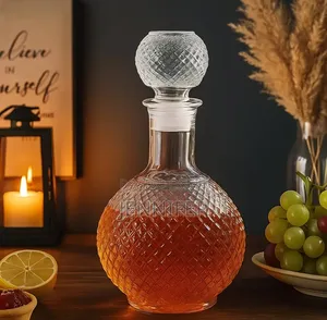 Clear Glass European Style Round Decanter With Lid