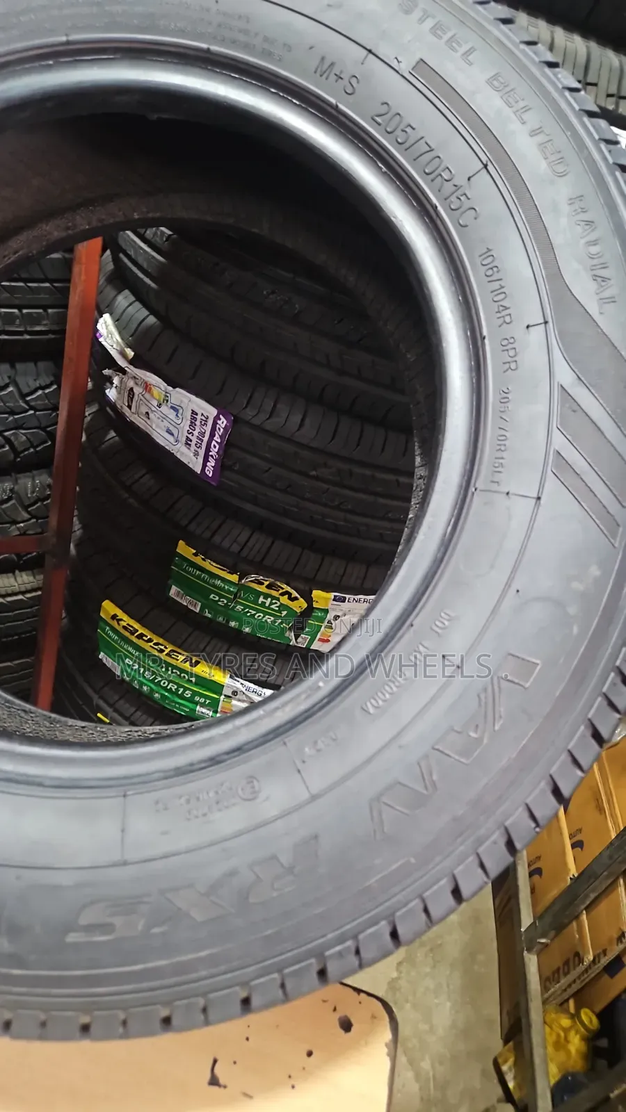 It Is 205 70 R15c in the Type of Joyroad Used Bt Still Gd Tires.