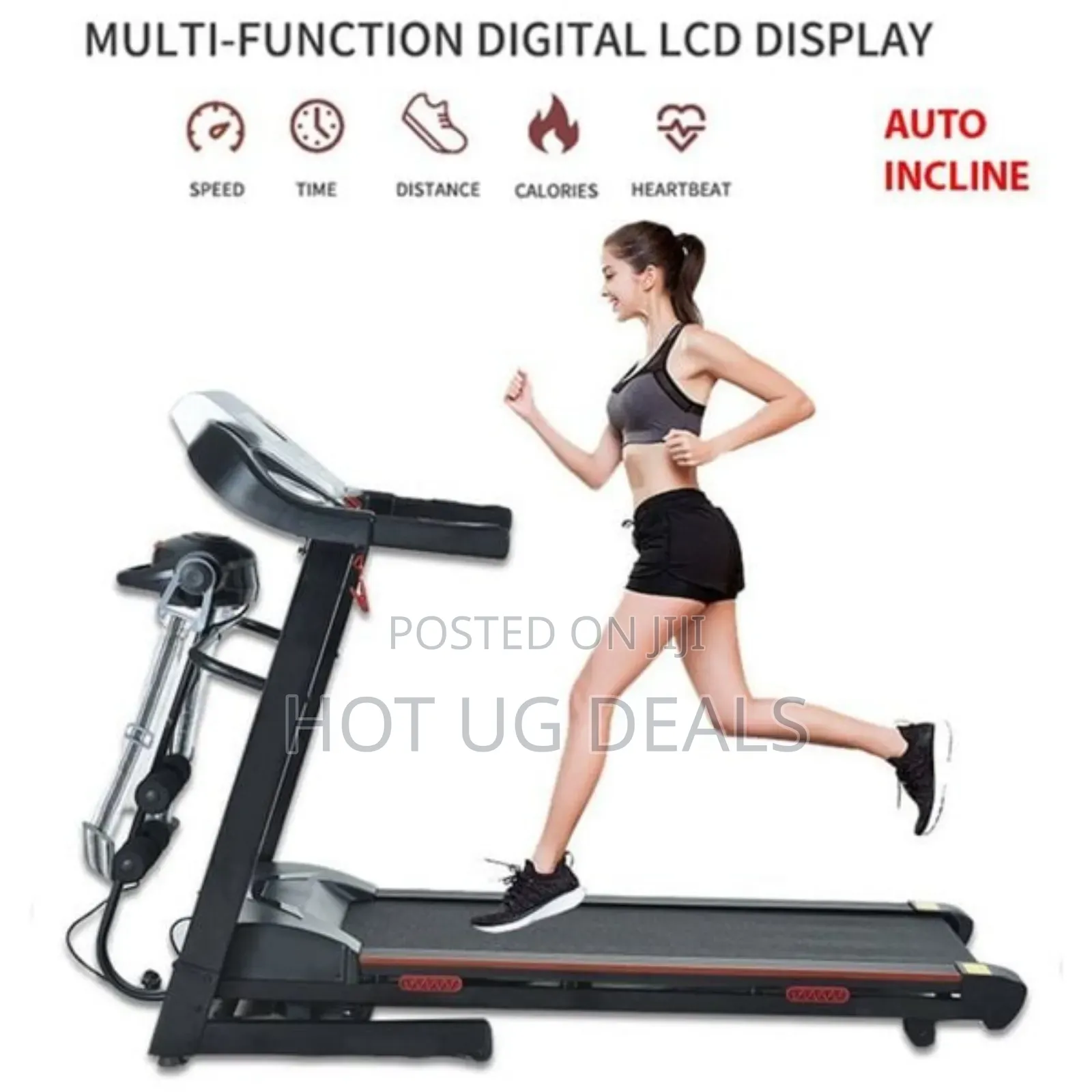 Fintness Folding Electric Treadmill Auto Incline LCD Home Gym 14km/Hr