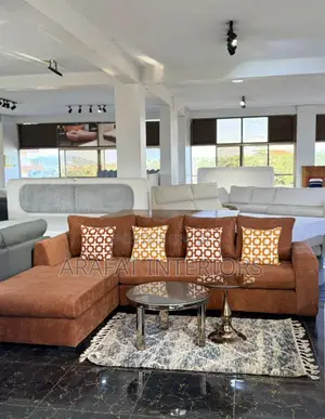 Modern Burnt Orange L-Sectional Living Room Set