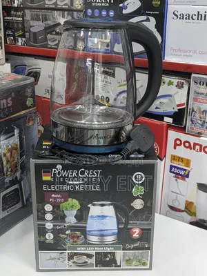 Powercrest Glass Electric Kettle Blue Led Light Tansparent Glass