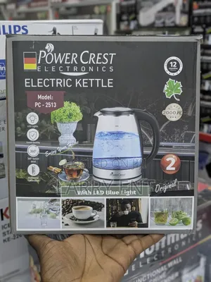 Powercrest Glass Electric Kettle Blue Led Light Tansparent Glass