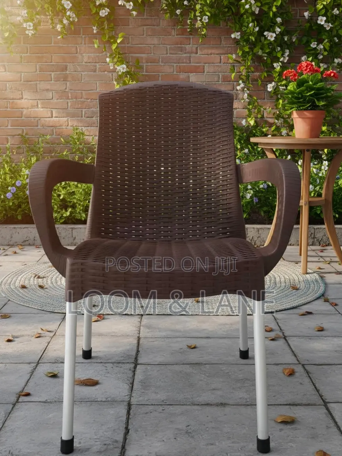 Modern Plastic Faux Rattan Design Armchair