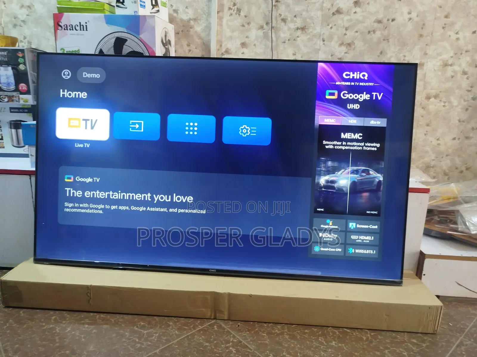 Chiq 65 Smart Android Google Digital Flat Screen Flameless.