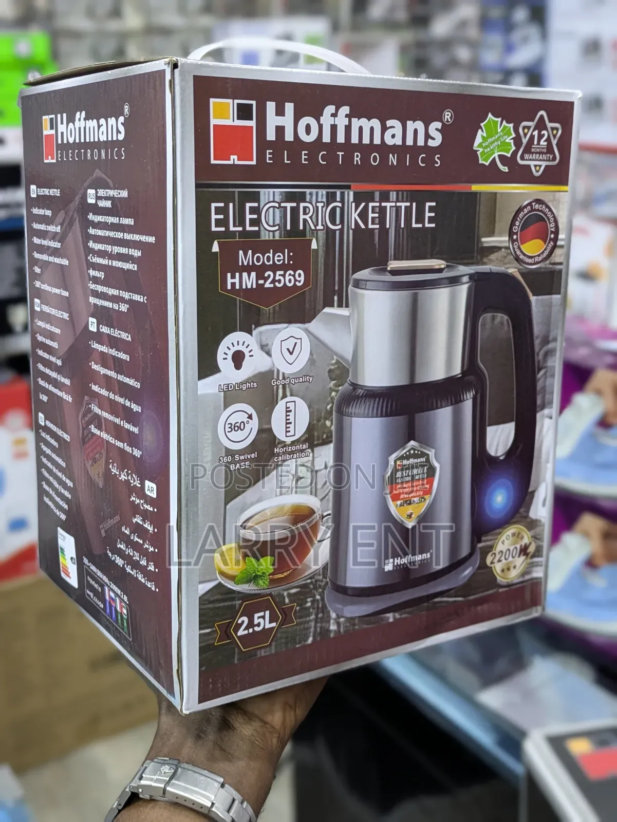 Hoffmans 2.5l Stainless Steel Electric Kettle Rapid Boil Cordless