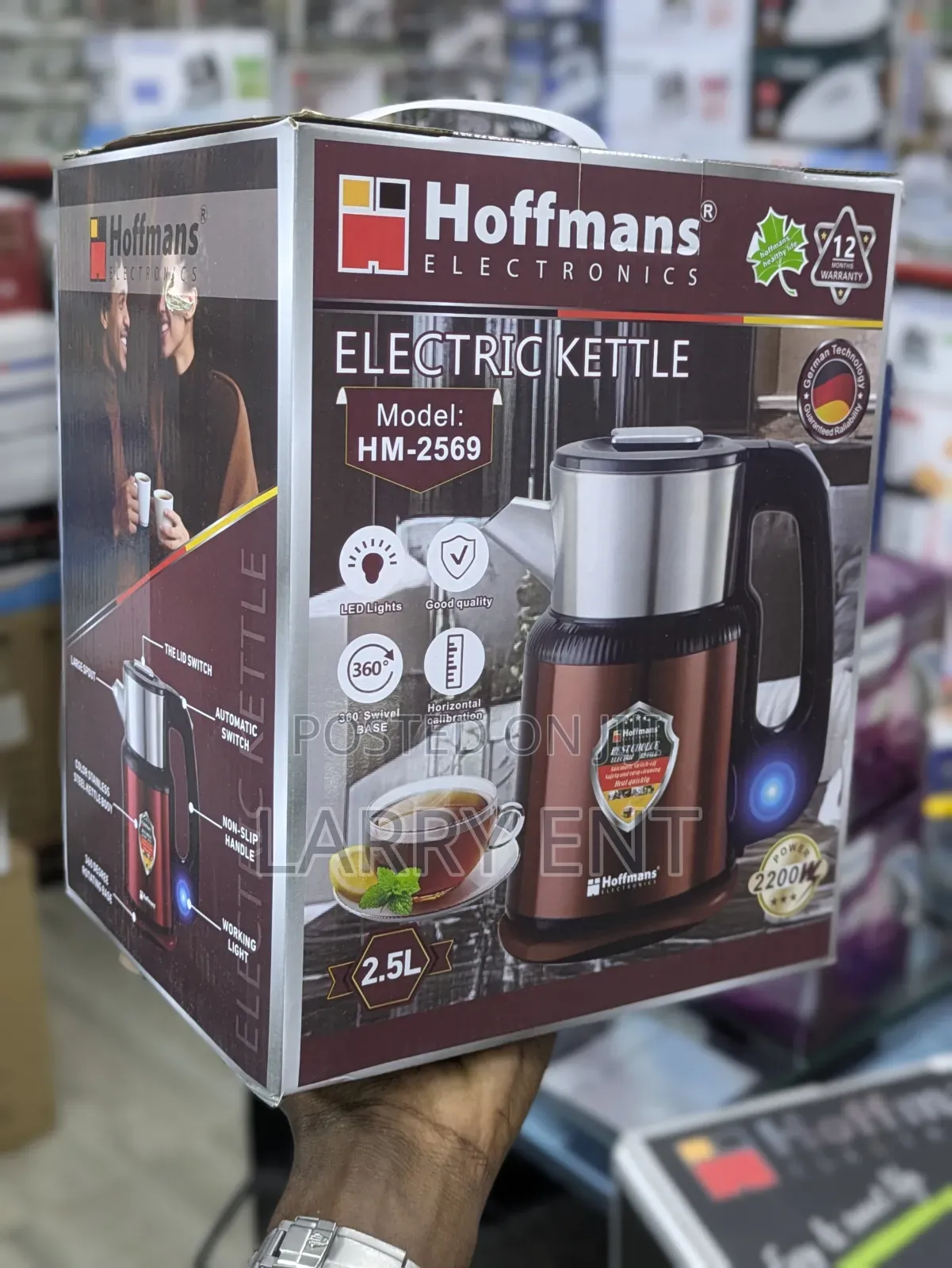 Hoffmans 2.5l Stainless Steel Electric Kettle Rapid Boil Cordless