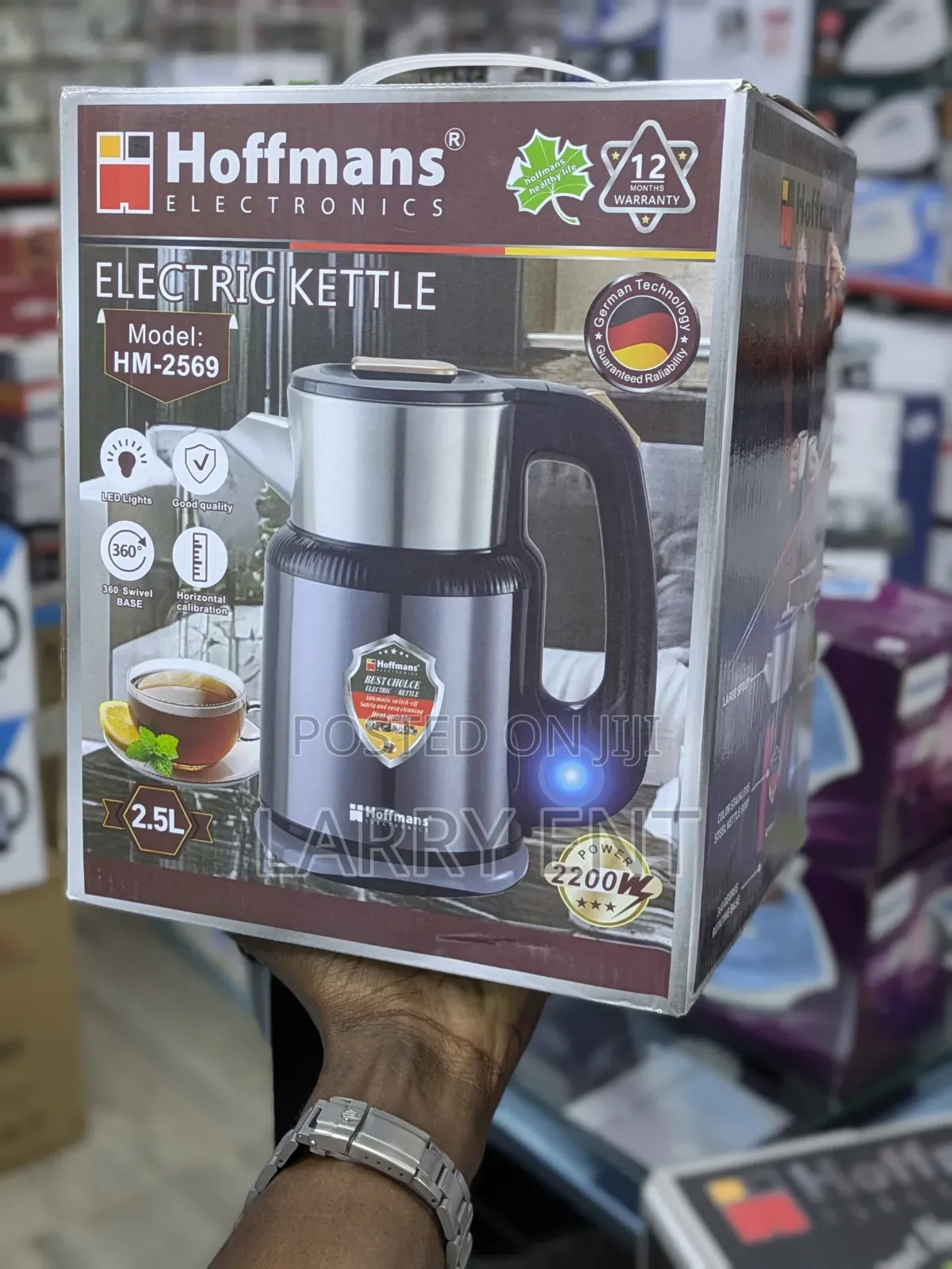 Large 2.5l Electric Kettle Hoffmans Fast Boil Water Heater Stainless