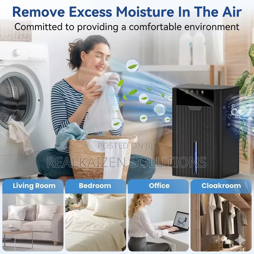 Compact Smart Dehumidifier | 2400ml Water Tank | 10-Color Night Light