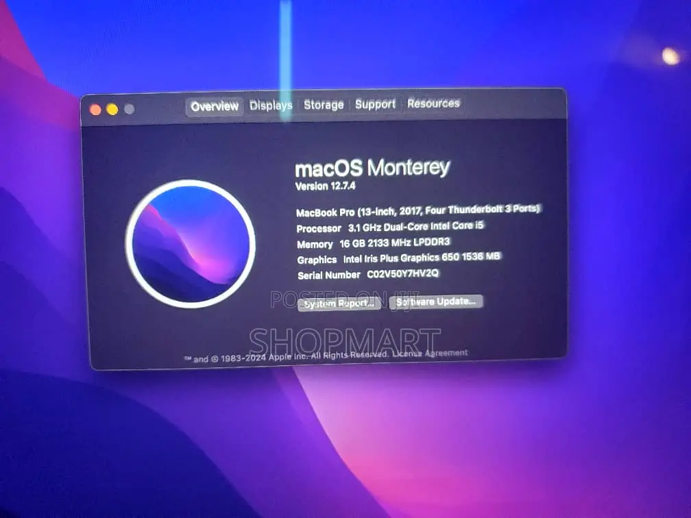 Laptop Apple MacBook Pro 2017 16GB Intel Core i5 SSD 500GB