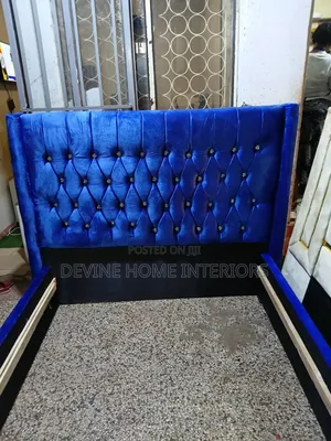 Blue Tufted Headboard
