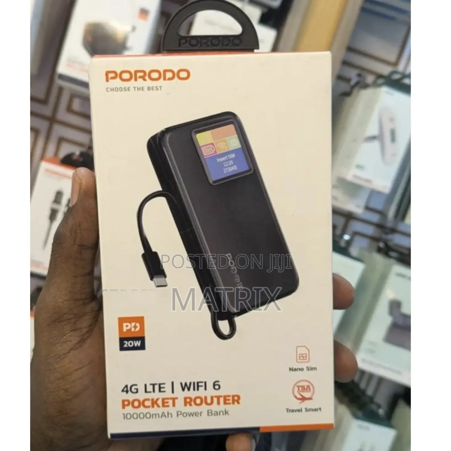 4g Lte Pocket Router Porodo/ Mifi With 10000mah Power Bank and Screen