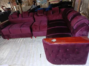 L-Shape Sofa - Wine Maroon