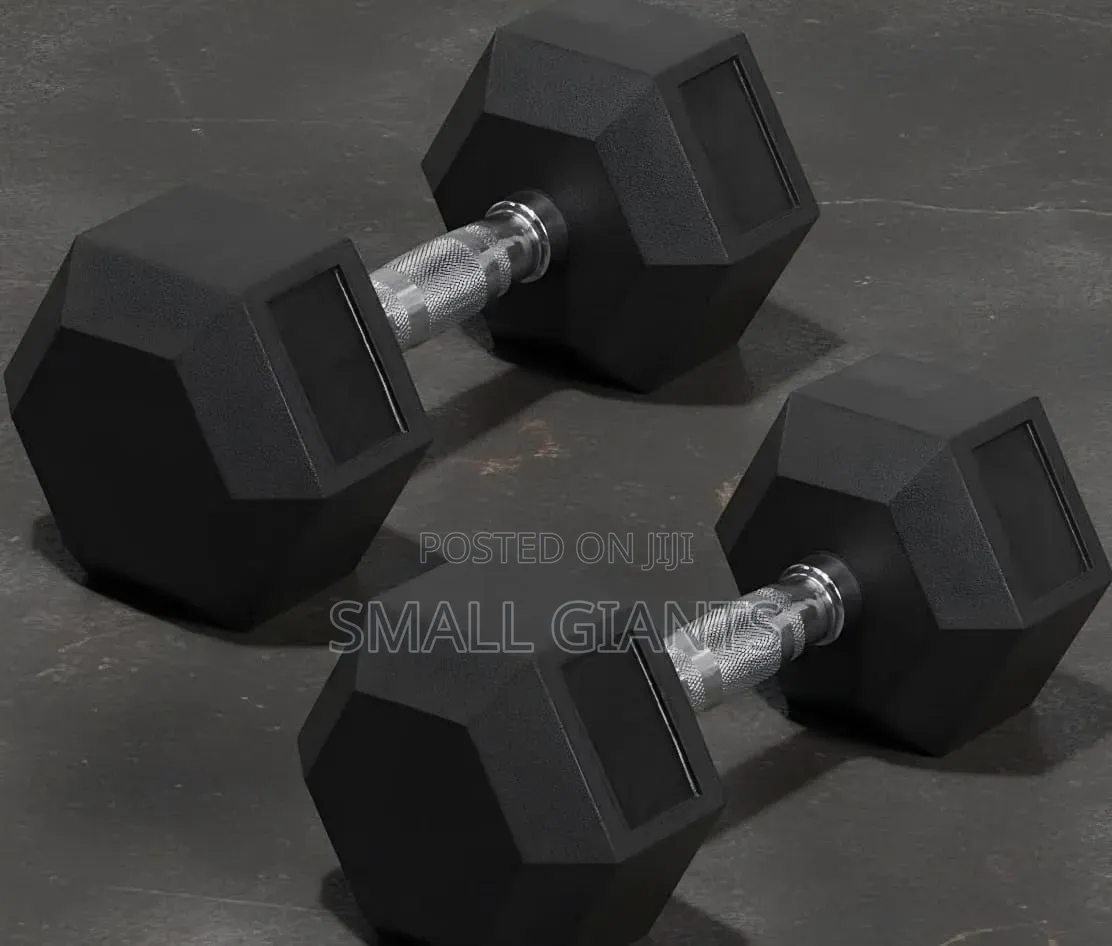 Pair of 30 Kg Rubber Coated Hex Dumbbell