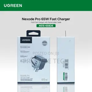 Ugreen 65w Nexode Pro Gan Charger With Retractable Cable, Usb A, Usb C