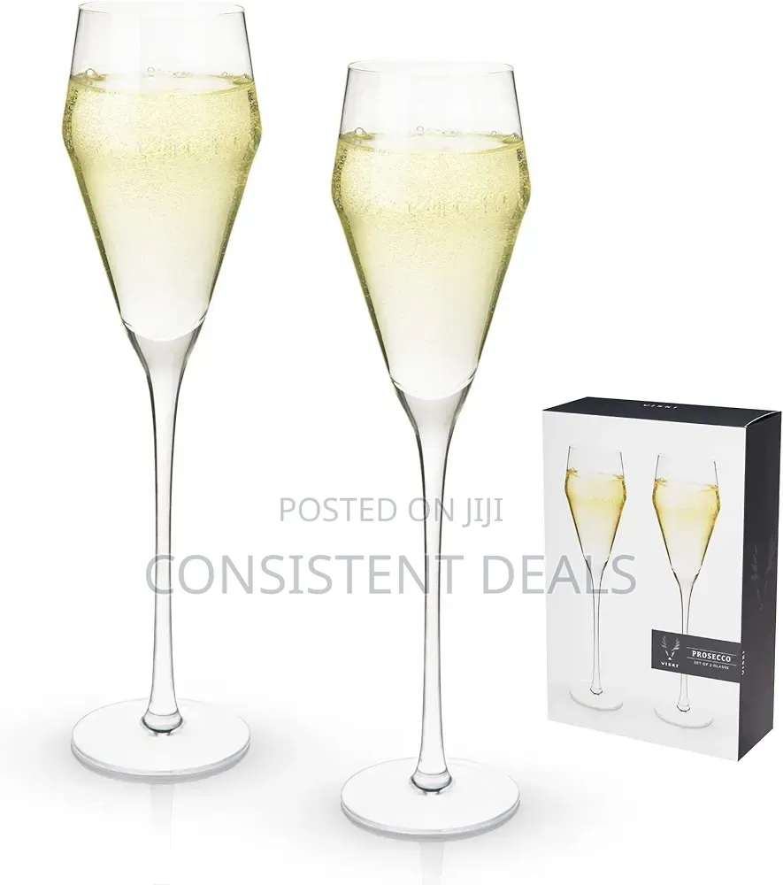 (12pcs) Sparkling Crystal Clear Long Stemmed Champagne Glasses