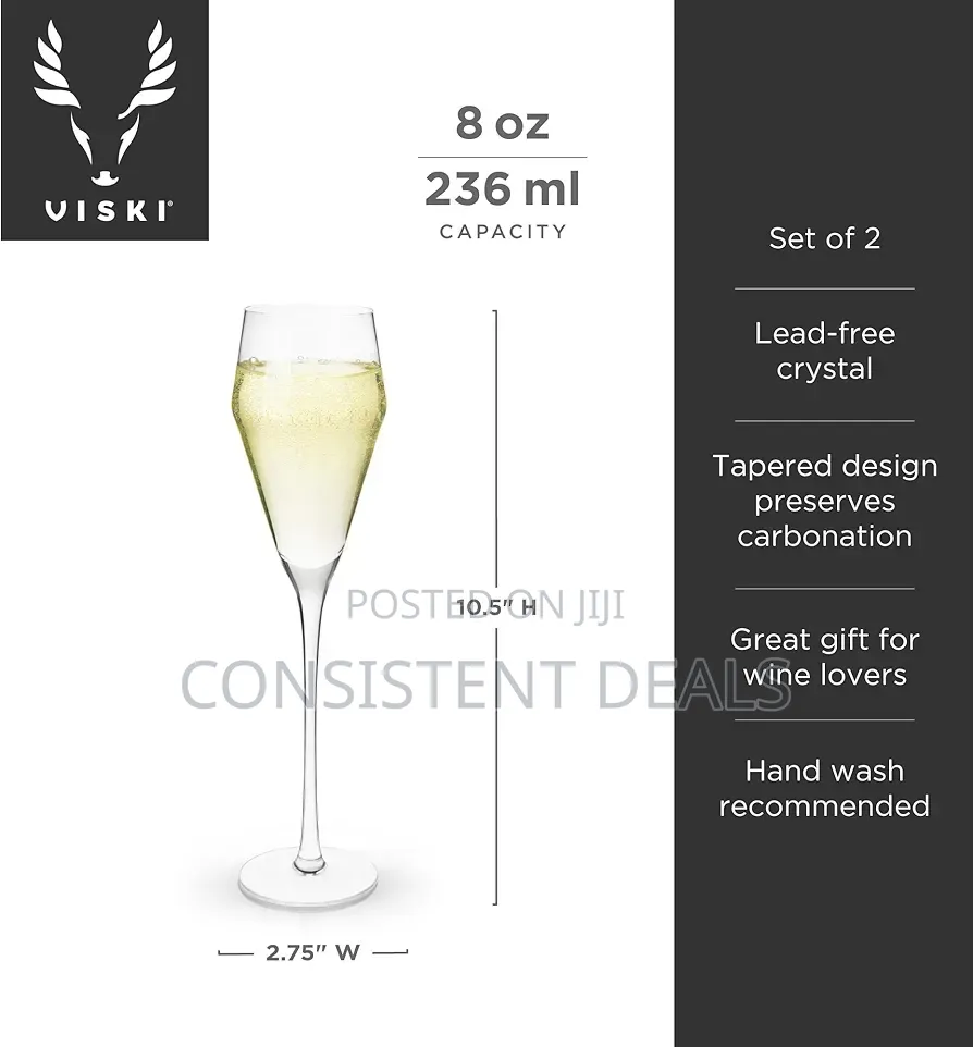 (12pcs) Sparkling Crystal Clear Long Stemmed Champagne Glasses