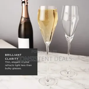 (12pcs) Sparkling Crystal Clear Long Stemmed Champagne Glasses