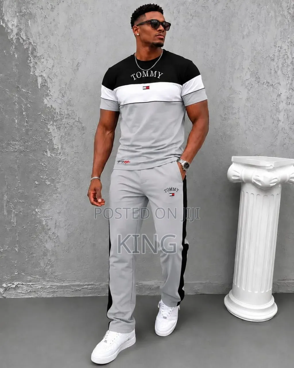 Tommy Hilfiger Tracksuit. Red, White Stripe Detailing
