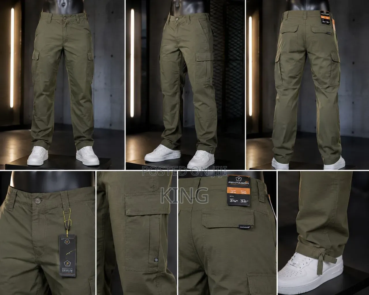 Cargo Pants.Black, Beige, Olive, Gray, and Khaki.