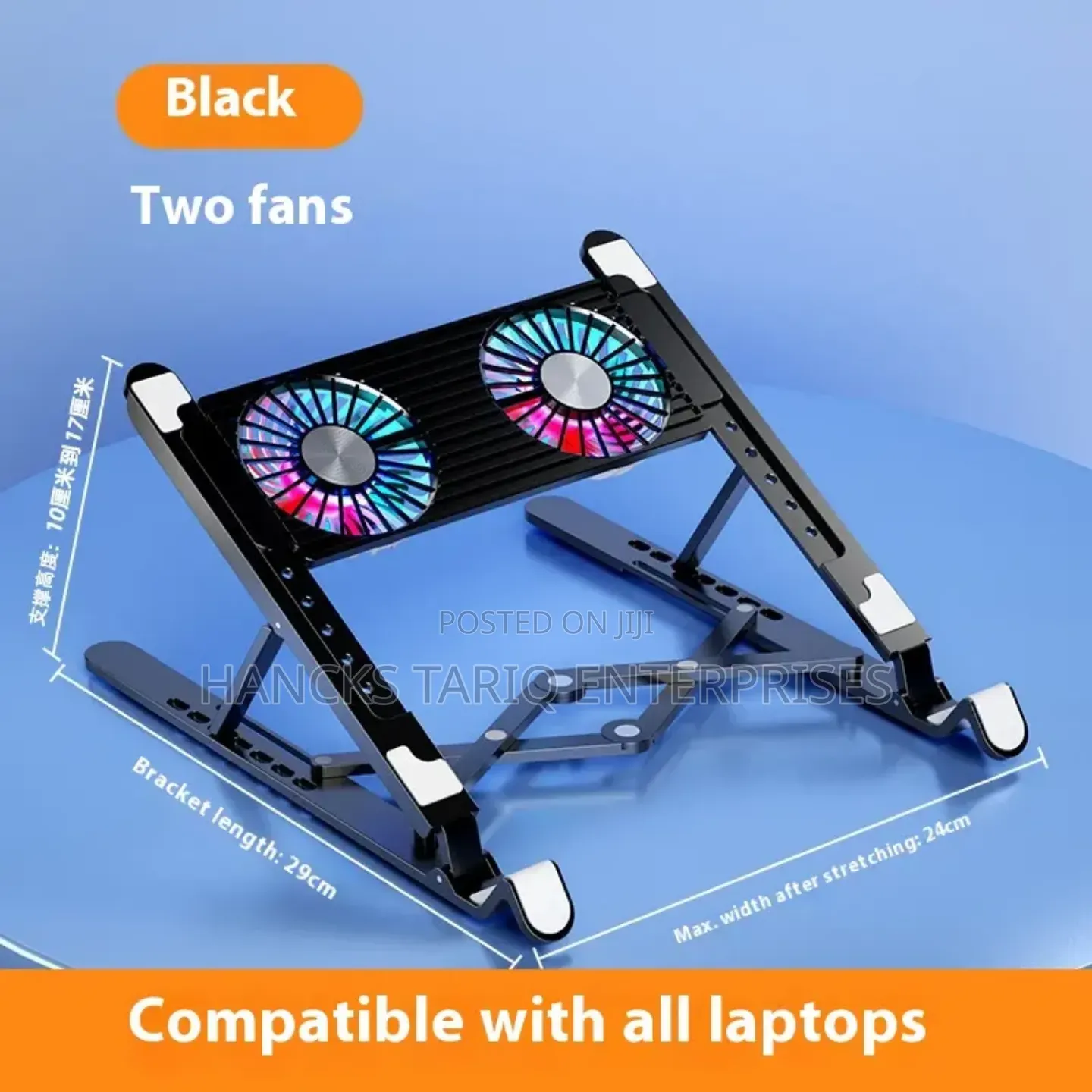 Laptop Stand With Dual Cooling Fans – Adjustable Portable Design