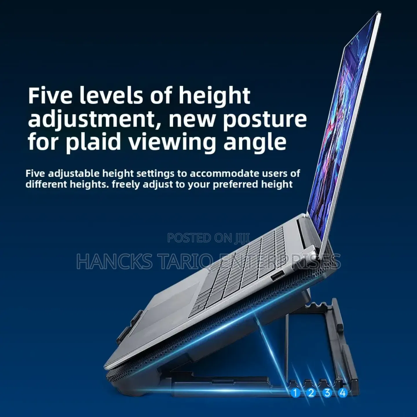 Laptop Stand With Dual Cooling Fans – Adjustable Portable Design