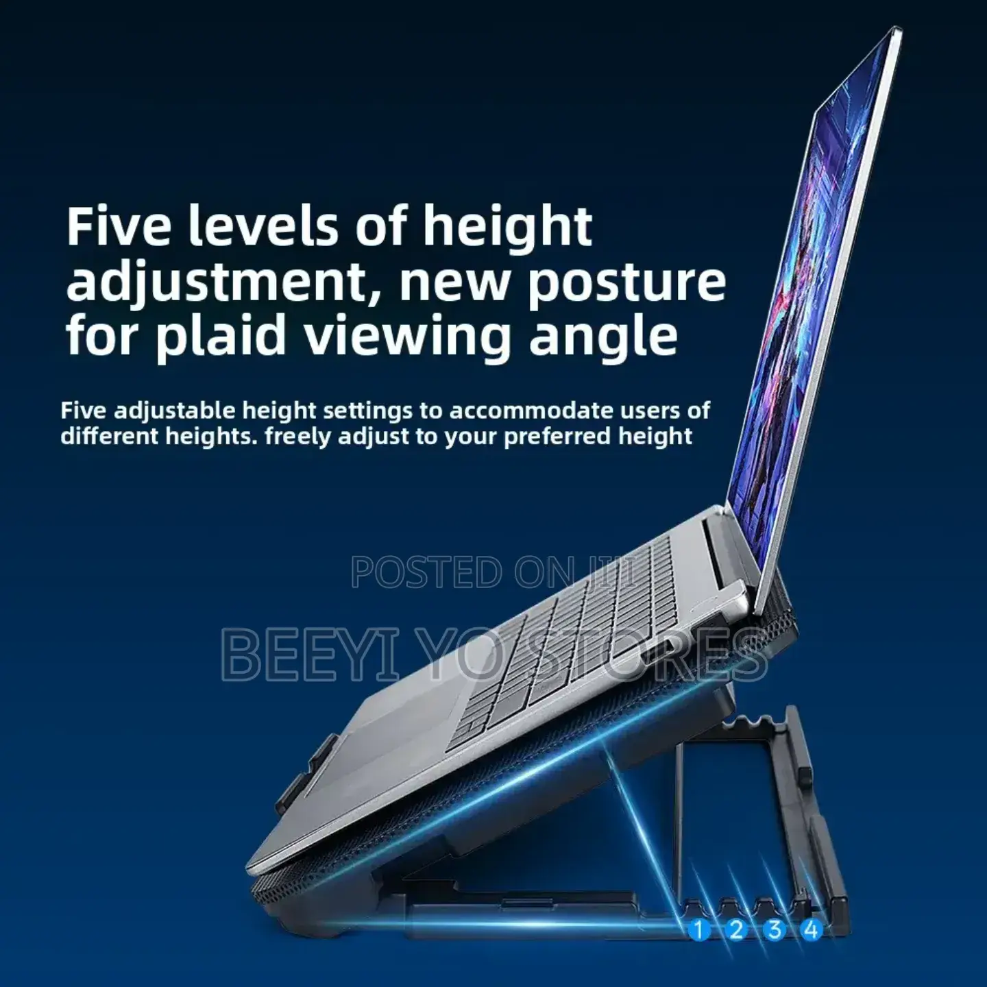Laptop Stand With Dual Cooling Fans – Adjustable Portable Design