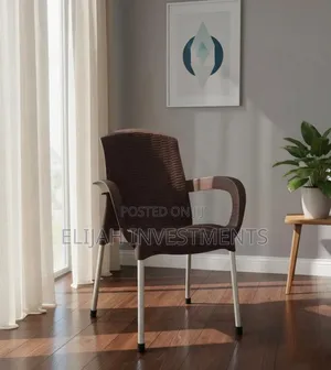 Modern Plastic Faux Rattan Design Armchair