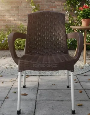 Modern Plastic Faux Rattan Design Armchair