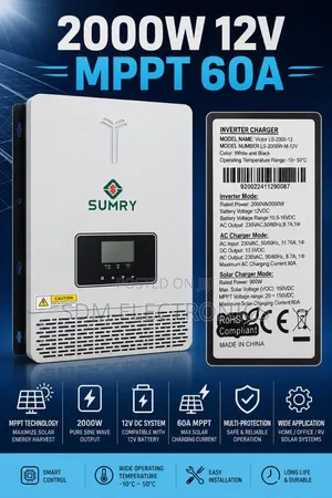 Sumry 2000w 12v MPPT 60a Pure Sine Wave Solar Inverter Charger