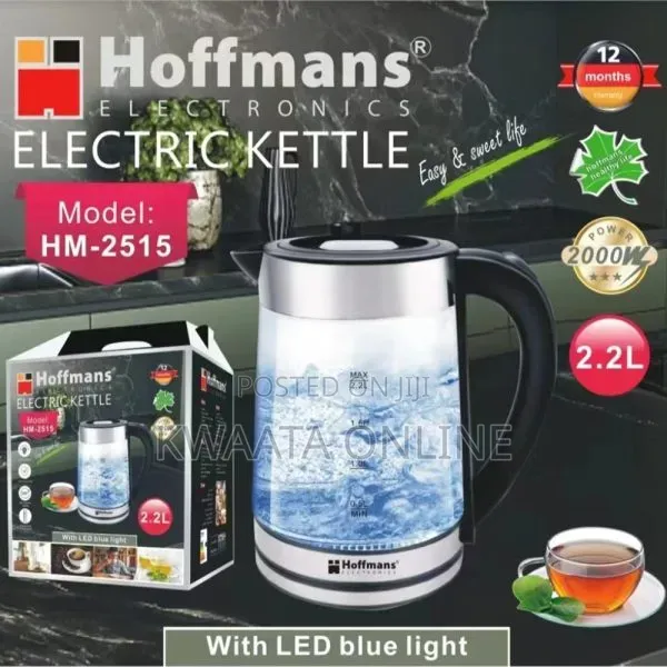 Hoffmans Hm-2515 Glass Kettle With Led Blue Lighting 2000w