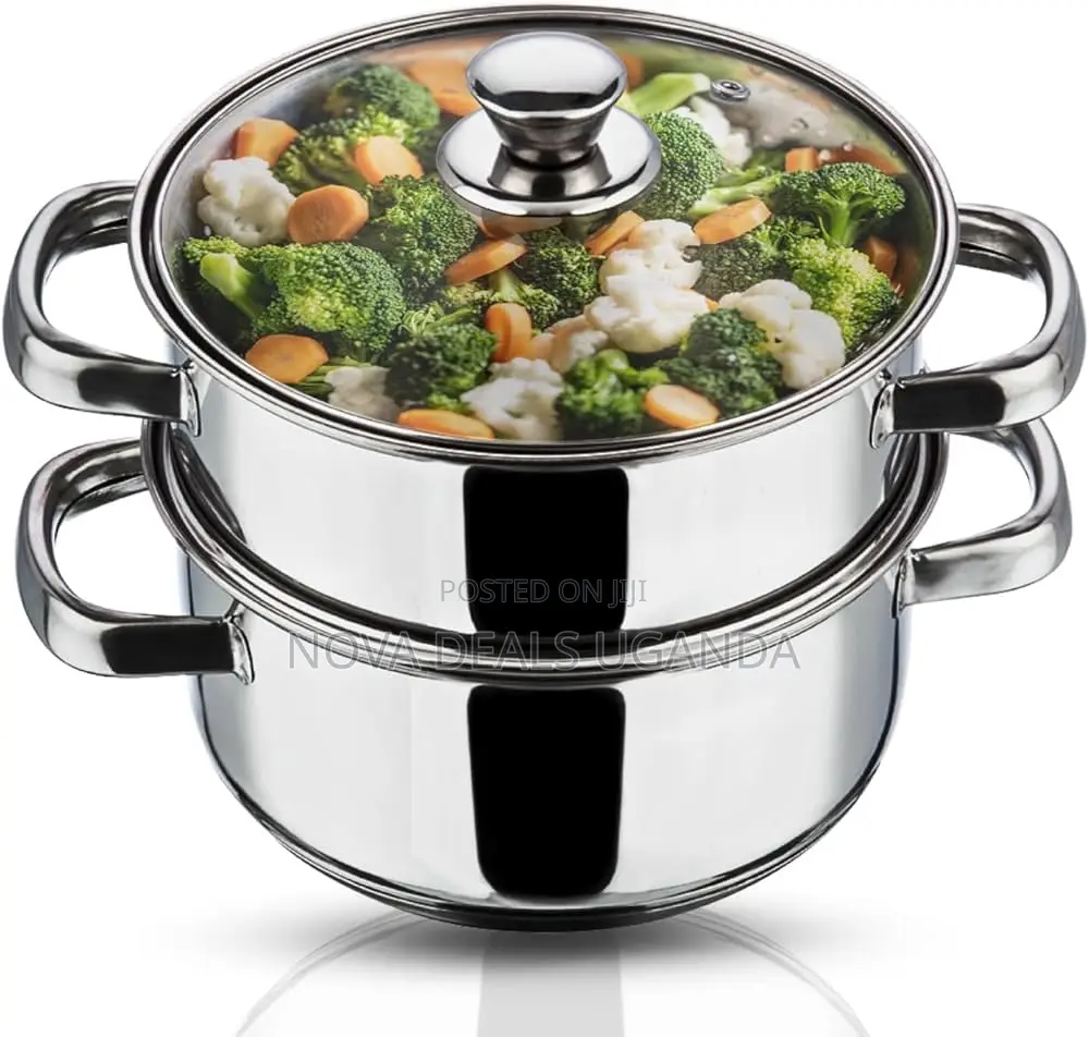 Stainless Steel 2-Tier Steamer 28cm | Vegetable Steamer With Glass Lid