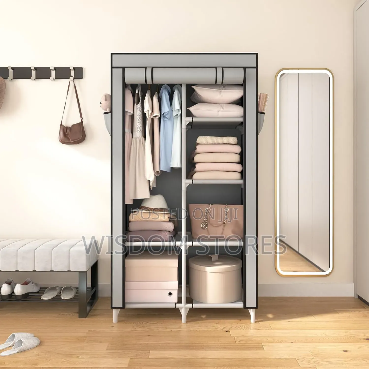 Portable Non Woven Assemble Fabric Bedroom Furniture Simple Wardrobe