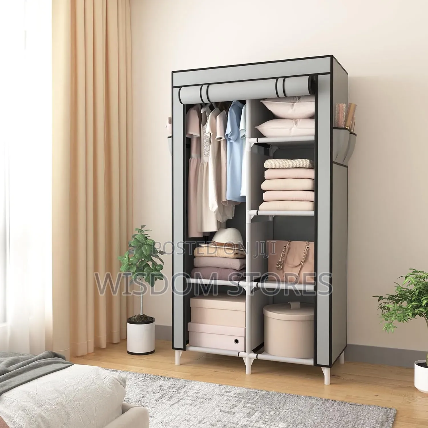 Portable Non Woven Assemble Fabric Bedroom Furniture Simple Wardrobe