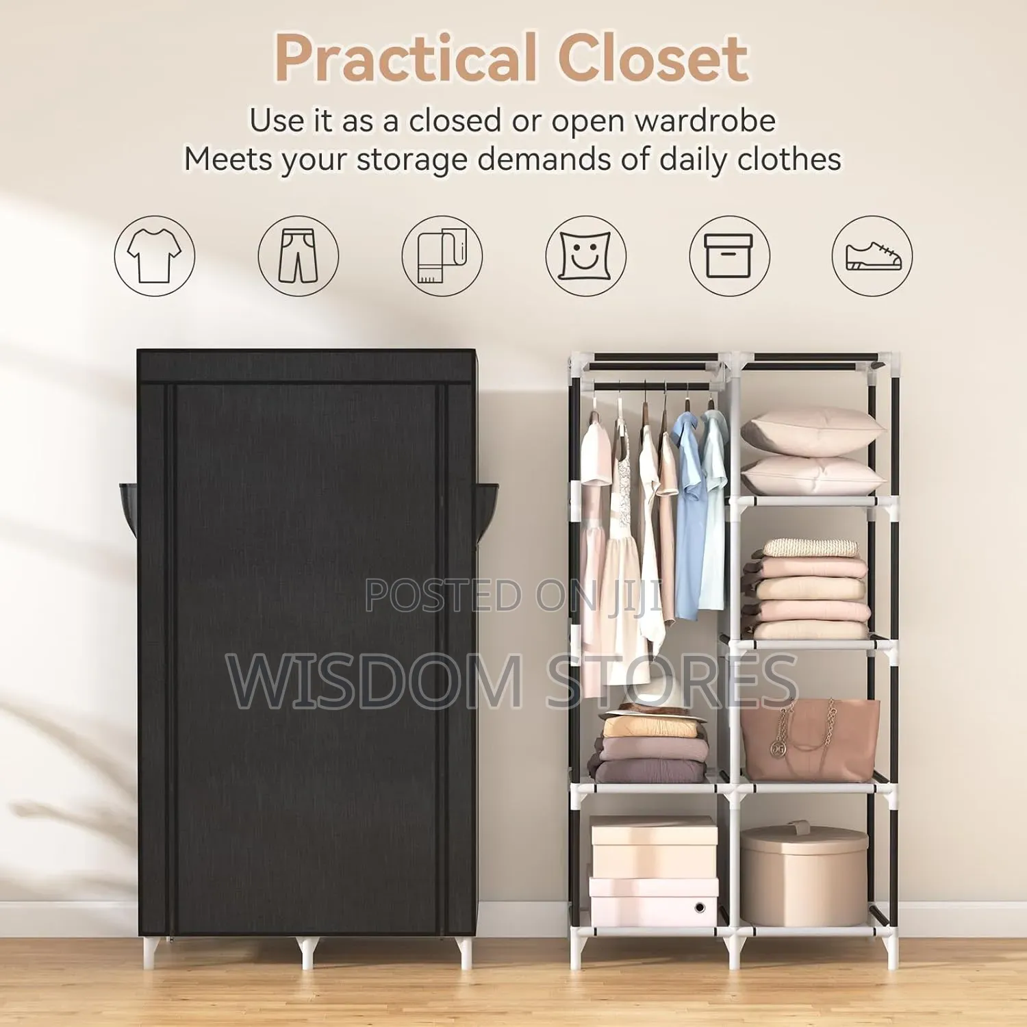 Portable Non Woven Assemble Fabric Bedroom Furniture Simple Wardrobe