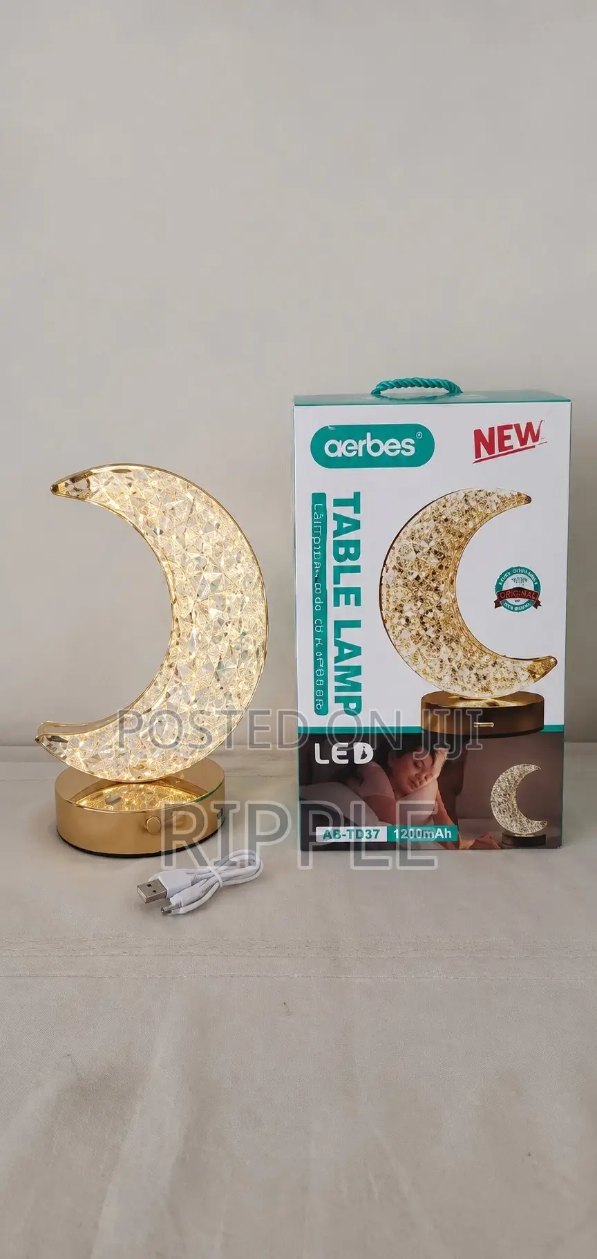 Aerbes Ab-Td37 RGB Crystal Moon Table Lamp Rechargeable Night Light