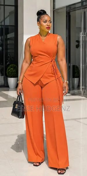 2pc Sleeveless Top With Wide Leg Pants