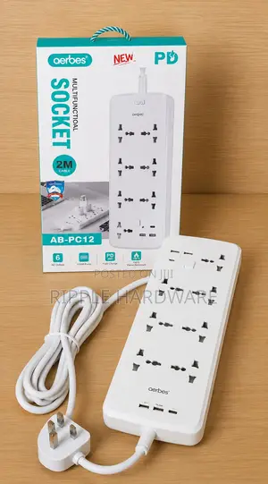 Aerbes Ab-pc12 Universal Extension Socket 2m With Usb Ports