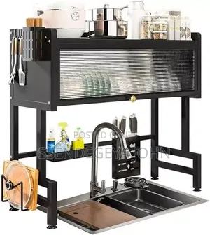 Sleek Black Metal Dish Rack