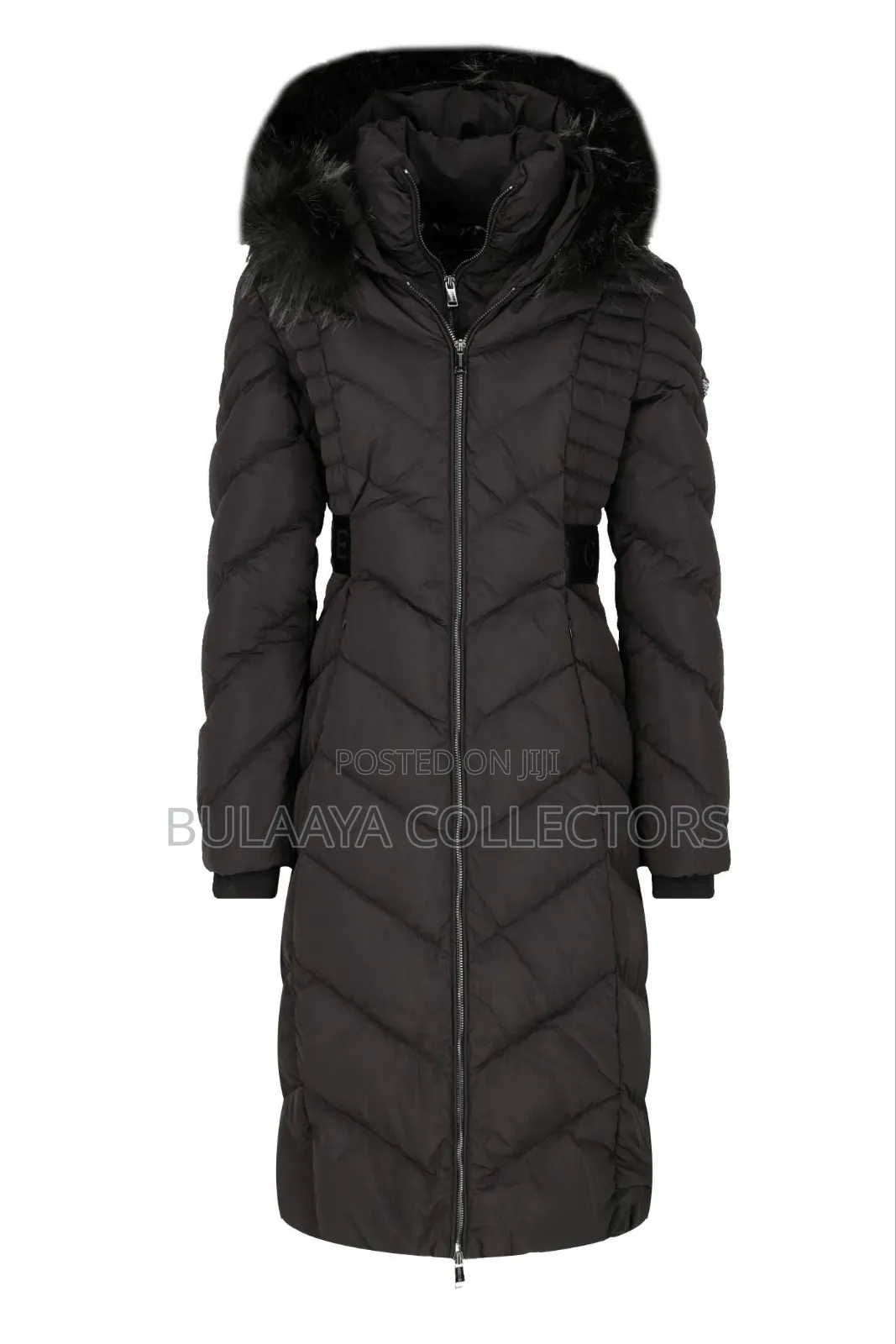 Uk Used Black Guess Patricia Long Down Jacket.