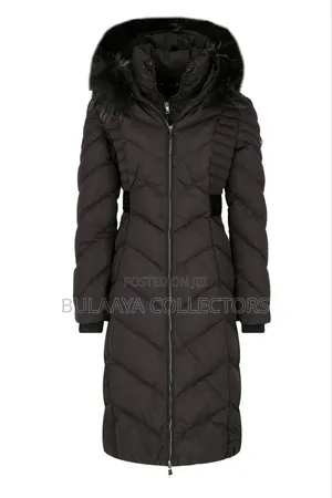 Uk Used Black Guess Patricia Long Down Jacket.
