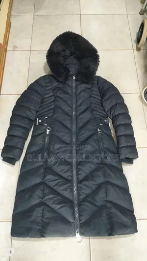 Uk Used Black Guess Patricia Long Down Jacket.