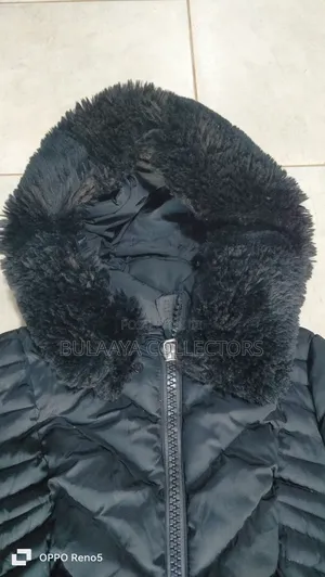 Uk Used Black Guess Patricia Long Down Jacket.