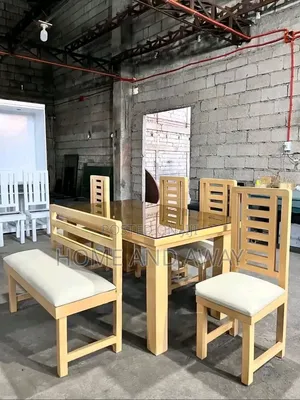 6 Seaters 100% Wooden Dining Sets With Ottoman Bench 1,600,000/-