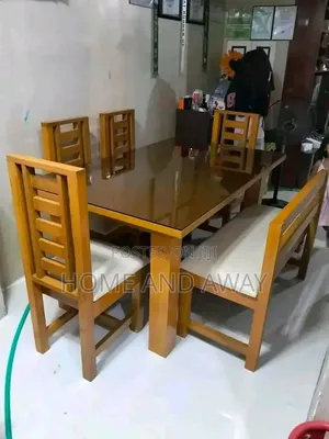 6 Seaters 100% Wooden Dining Sets With Ottoman Bench 1,600,000/-
