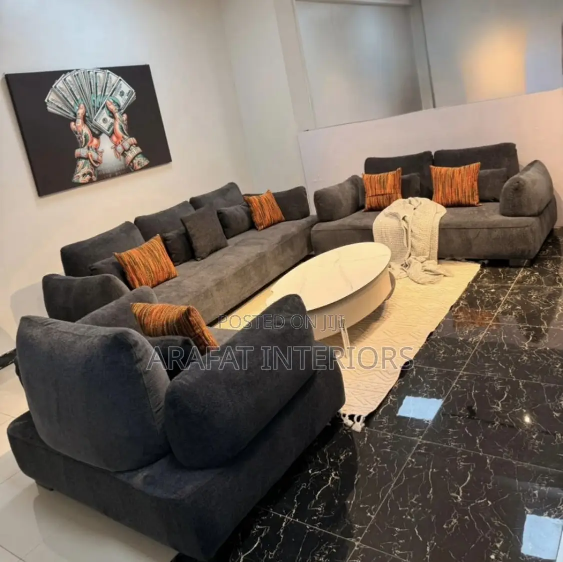 Luxury Dark Grey Sectional Sofa Set