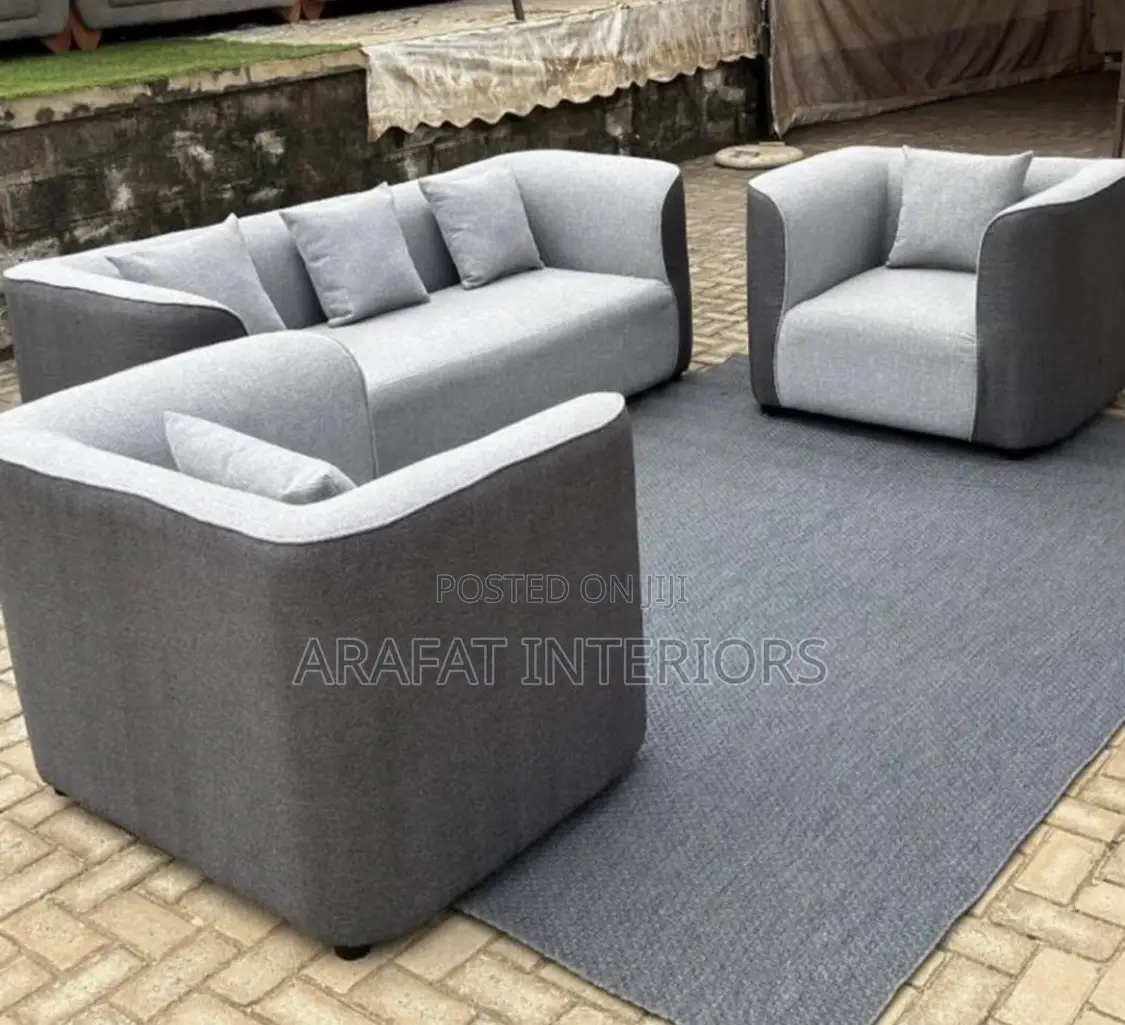 Luxury Curved Armchair Sofa Set in Grey