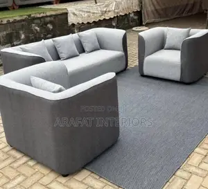 Luxury Curved Armchair Sofa Set in Grey