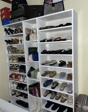 Large White Shoe Handbag Storage Shelving Unit